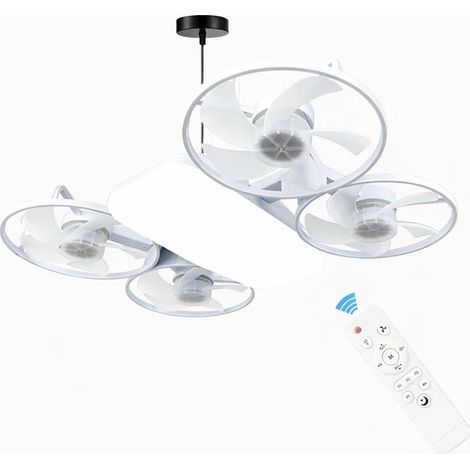 Elegante lampada a ventilatore con telecomando, fissaggio a vite, LED dimmerabile, 3 colori (3000K 6500K), senza fili, ideale per camera da letto, cucina e ripostiglio. (1/4)