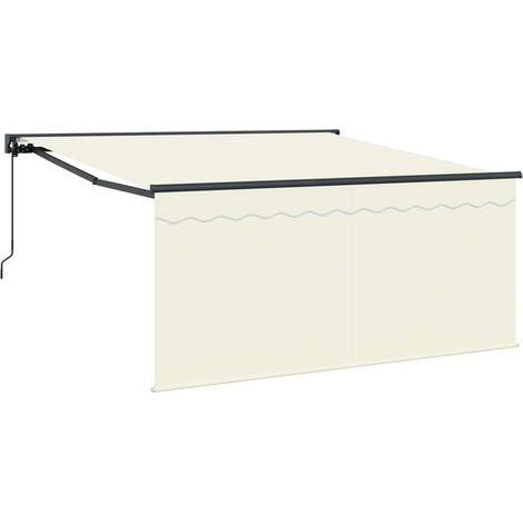 Store banne rétractable, beige, 350 x 250 cm, en polyester et aluminium. (1/5)