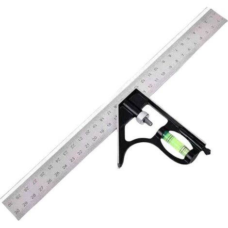 Équerre combinée en acier inoxydable de 300 mm, règle d'angle combinée, règle équerre combinée, équerres combinées précises, outils de mesure réglables pour la mise en page, la mesure, (1/4)