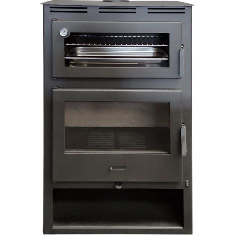 MF - Estufa de Leña con Horno y Turbinas Nadia de 13,4 kW con Visión Panorámica, Horno Refractario y Control Digital – Incluye 2 Turbinas, Termostato y Mando a Distancia (1/5)