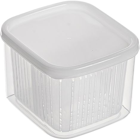 Boîte de rangement transparente à 2 compartiments pour fruits et légumes, idéale pour la cuisine. Parfaite pour les oignons, le gingembre et l'ail. Convient également pour le réfrigérateur.