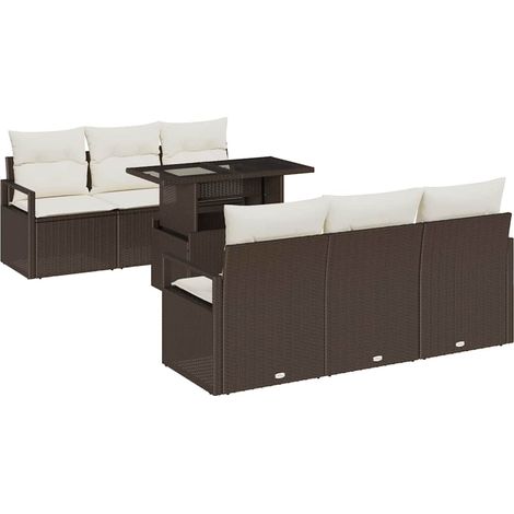 Maison Exclusive - Gartensofa-set mit Kissen mit Speicher 7 pcs B