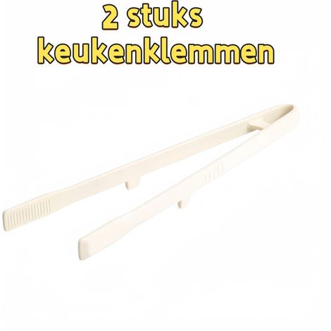 Ensemble de deux pinces de cuisine - antidérapantes et ignifugées - idéales pour les grille-pain, les grillades et les barbecues - blanches (1/5)