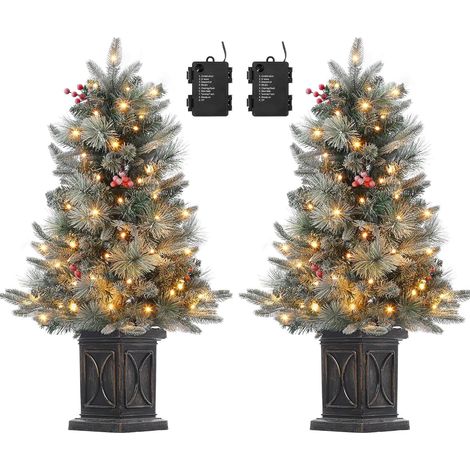 Lot de 2 mini Sapin de Noël Artificiel 90 cm Vert - PVC - Décoration de Fête pour Noël - 78 LED à 8 Modes (1/5)