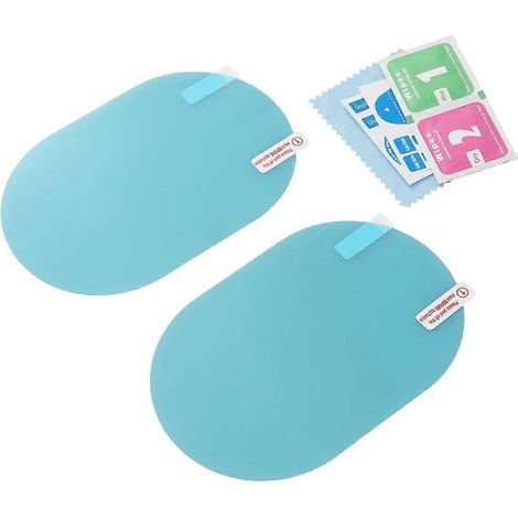 Lot de 2 films protecteurs elliptiques pour rétroviseur de voiture, anti-reflets, anti-rayures, anti-buée et imperméables, transparents, avec outils - 15 x 10 cm (1/3)