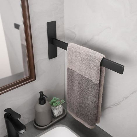 Porte-Serviettes - Acier Inoxydable 304 - 38 Cm - Noir Brossé - Sans Perçage - 1 Pièce (1/5)