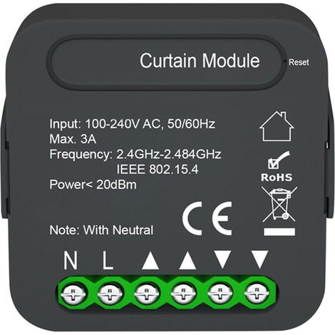 Module Interrupteur Rideau ZigBee 3.0 - Contrôle App Tuya, Commande Vocale Alexa/Google Home, Minuterie/Partage Famille - Pour Motorisation Rideau Intelligent - ABS+PC (1/5)