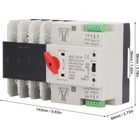 Automatischer Umschalter NLQ3-125/4P mit zwei Stromversorgungen, 80 A, Millisekunden-Umschaltzeit, unterbrechungsfreier Stromkreis, Schnellumschaltsteuerung, Modell für 110-V-Wechselstromnetz (1/5)