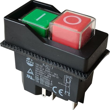Interrupteur électromagnétique étanche Interrupteurs à bouton-poussoir pour machines-outils industrielles et outils électriques18A(AC-1)/15A(AC-3) 16A 2HP 220-240V 5E4 (KJD17-5Pins-250V)