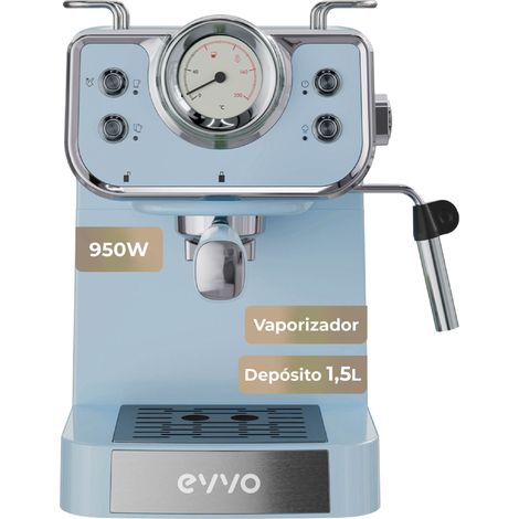 EVVO Cafetera Express Intensa Retro. 15 bares. cuerpo de acero. Espressos y Capuccinos. 950W. Doble salida. Portafiltros. Depósito de 1.5 l. calentamiento rápido (1/5)