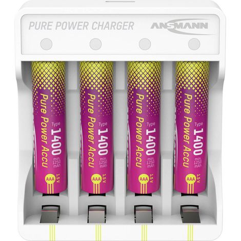 Ansmann Pure Power Set 4× Micro AAA Akkus und Lademodul Batteria ricaricabile Ministilo (AAA) Li-Ion 1250 mAh 1.5 V 1 p (1/5)