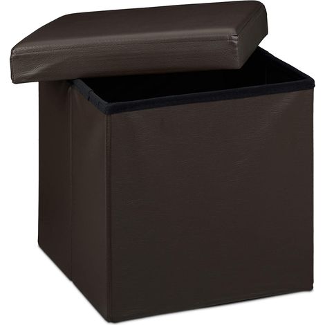 Sgabello pieghevole pouf panca stabile mobile contenitore sintetico 38 cm marrone 1300028065