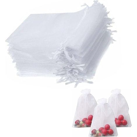 Lot de 20 sachets en organza, blancs, 10 x 15 cm, sachets à bijoux (1/5)