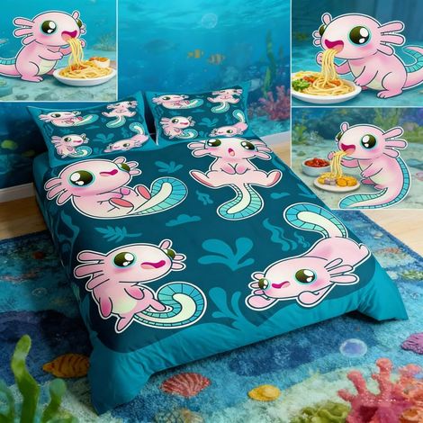 Parure de lit avec housse de couette motif animaux 3D pour garçons, filles, adolescents, salamandre - Taille simple (1/5)