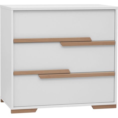 Cassettiera 3 cassetti Pinio Snap Bianco e legno