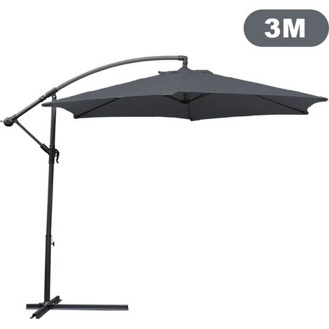 SWANEW Sonnenschirm Ampelschirm Garten Schirm Pavillon 300 cm - Grau (1/5)