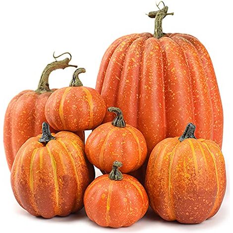 Set of 7 artificial pumpkins, autumn decoration for Thanksgiving, Halloween, Christmas (1/5)
