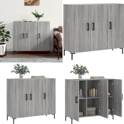 Sideboard Grau Sonoma 90x34x80 cm Holzwerkstoff - Sideboard - Wohnzimmermöbel - Holzmöbel - Grau - Modernes Design - Home & Living (1/5)