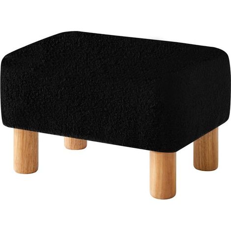 Petit Pouf Ottoman,Repose-Pieds,Ottomane Rectangulaire Avec Pieds En Bois Stable,Matériau Teddy,Tabouret Bas,Tabouret De Can[CA132] (1/5)