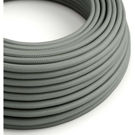 Creative-Cables, Cavo elettrico rivestito in tessuto, Sezione 2 x 0,75 mm², 50 m, Grigio Fumé RM03, Rotondo, effetto seta