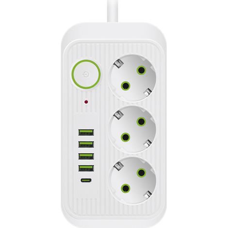 Rallonge pour prise européenne, multiprise avec port USB-C PD, adaptateur secteur à charge rapide (1/5)
