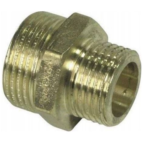 Manchon Raccord Coude - Mamelon Reduction Y - Laiton - 1 1/2 x 1 Pouces - Pour Tuyauterie Hydraulique - 1 Pièce
