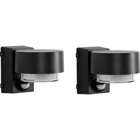 Set of 2 Outdoor Wall LED Light Lamps Black Aluminium 10 cm External Modern Design Garden Patio GOVIA (1/5)