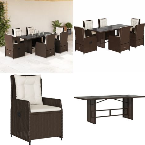 Ensemble à manger de jardin et coussins 7 pcs marron rotin - Salon De Jardin - Meuble De Jardin - Set Salon De Jardin - Table De Jardin - Chaises De Jardin - Home & Living (1/5)