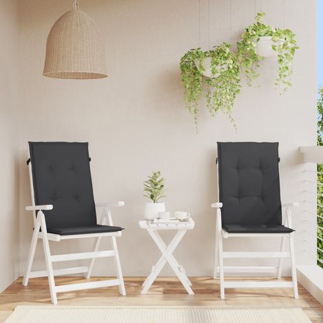Lot de 2 Coussins de chaise de jardin à Dossier,Coussins de Chaise Dossier Siège Confortables noir tissu -AD79111 (1/5)