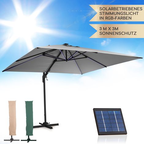 Blumfeldt Arles - Ombrellone, 300 x 300 cm, poliestere, UV50+, idrorepellente, luce LED