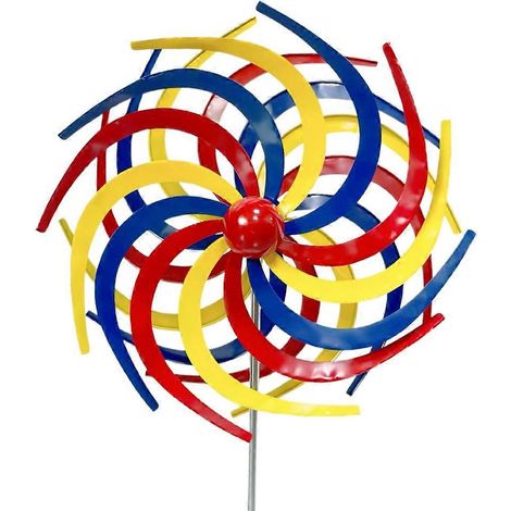 Garten-Windspiel, Außendekoration, Metall-Windmühle mit Pfahl, Windskulptur