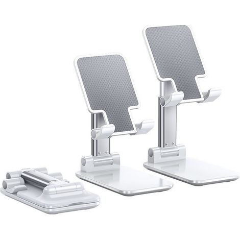 Sollbry 3 pièces Support Téléphone, Support Telephone Bureau Porte Telephone Pliable, Support avec Rotatif Tous Les Smart phones - blanc (1/5)