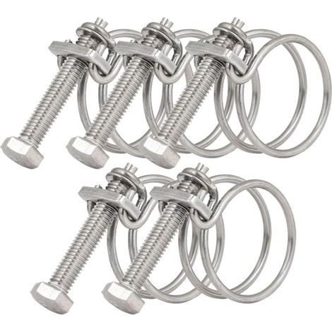 5 fascette stringitubo a doppio filo da 45-50 mm, fascette stringitubo in acciaio inox 201, elemento di fissaggio universale per tubi idraulici