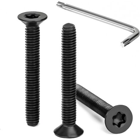 Vis à Tête Fraisée Torx M4 x 30 mm Noir Vis à Six Pans Creux en Acier Inoxydable A2 V2A à Tête Fraisée Métaux avec Clé T20 Filetage Complet 30 Pièces (1/5)