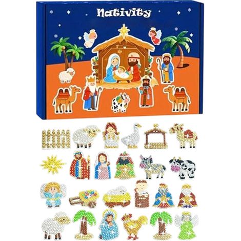 Calendrier De L'Avent De Noël D'Art En Strass Nativité Noël Calendrier De L'Avent Chrétien Pour Maison Fête Anniversaire Église Familles Débutants Loisir (1/5)