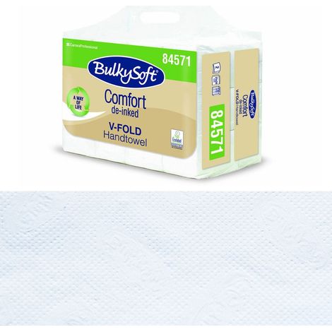 Toalla de papel ecológica en hojas, fuerte y absorbente, 24x21cm, plegado tipo ZZ V-FOLD, 3000 uds, blanco, 2 capas (1/5)