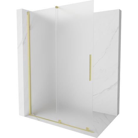 Mexen Velar faltende Duschwand Walk-in 150 x 200 cm, matt 8 mm, gebürstetes Gold - 871-150-000-33-55