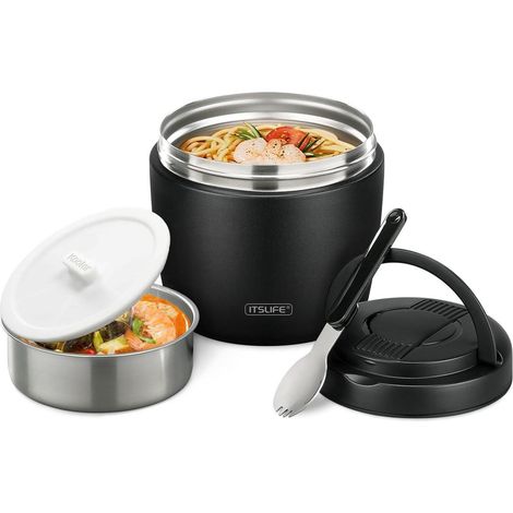 Thermobehälter Essen 970ml Edelstahl Warmhaltebehälter Schwarz (1/5)