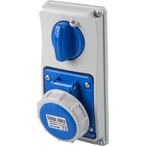 Presa interbloccata verticale con sezionatore, ad incasso, 230V, 3 poli, 16A, IP67 - Rosi 19.3216B6-I (1/2)