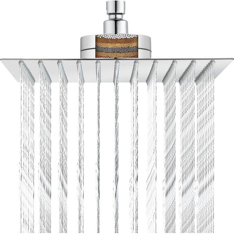 Pommeau de douche filtrant 30cm chromé, jet pluie, anti calcaire, haute pression (1/5)