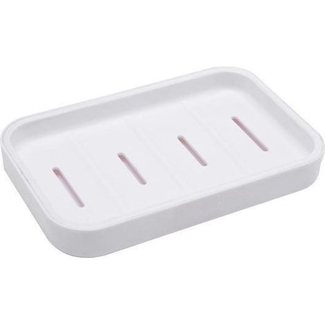 Porte-Savon - Double Couche - Égouttoir Intégré - Usage Baignoire Cuisine - Blanc - 1 Pièce