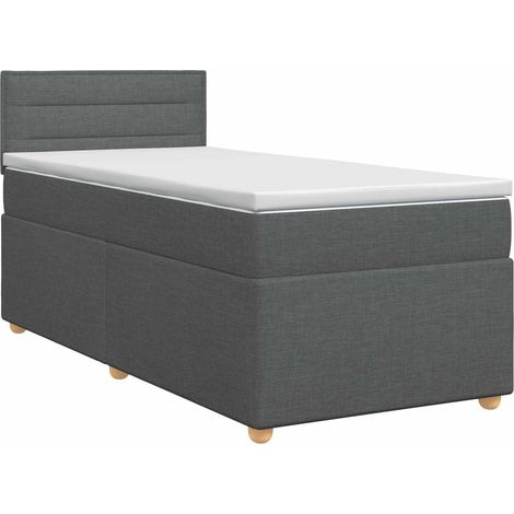 Lit boxspring avec matelas Gris foncé 90 x 190 cm Tissu vidaXL (1/5)