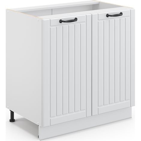 Küchenschränke Fame-Line, Weiß Landhaus, 80 cm mit Regal, ohne Arbeitsplatte, Vicco