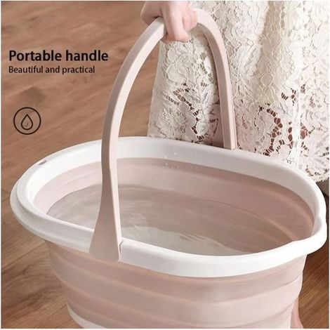 Seau de Vadrouille Pliable Ménage Portable Baril d'Eau de Nettoyage pour Maison Salle de Bains (Kaki) (1/3)
