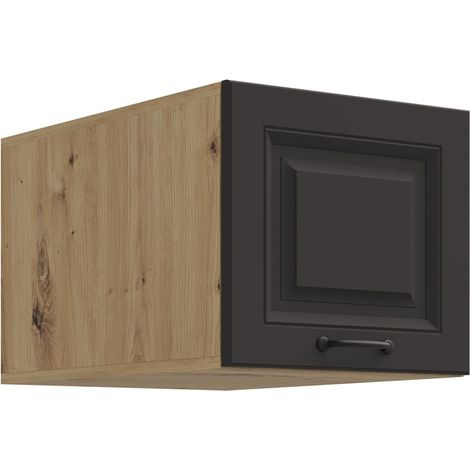 Aufsatzschrank Hochschrank 40 cm STILO Grau + Eiche Artisan Küchenzeile Küchenblock Küche Landhaus (1/5)