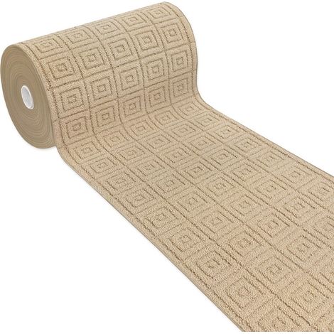 Passatoia Cucina Assorbente Tappeto Design 3D Corsia Tinta Unita Al metro Su Misura - Beige (1/4)