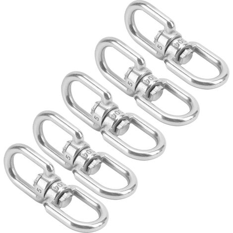 Lot de 5 crochets pivotants M5 à double extrémité, connecteurs d'anneaux de manille œil à œil en acier inoxydable 304 (1/5)