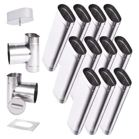 Kit de conducto de chimenea 11 m pared ovalada simple - 120x180 mm