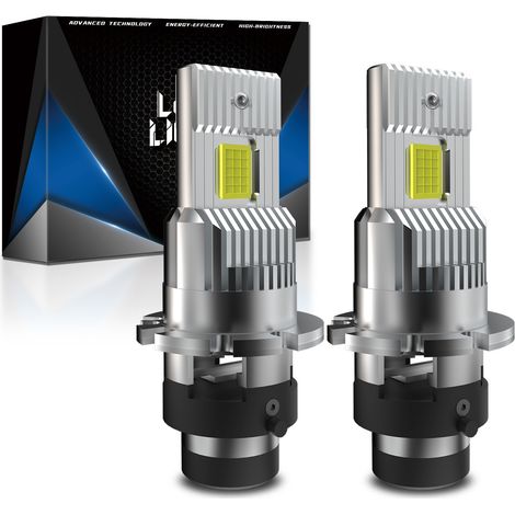 Ampoules LED D2S D4S D2R Phare Voiture 90W 12V, Décodage Canbus, Ventilateur, Alliage d’Aluminium, Installation Directe, Universel (1/5)