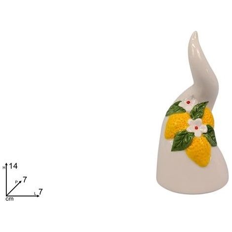 Corno Decorazione Casa in Ceramica con Limoni 14 cm